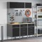 Set banc de lucru, 8 piese, negru, oțel