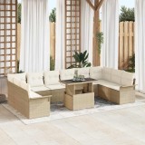 vidaXL Set de canapele pentru grădină cu pernă 11 pcs Bej Rattan poli 3348357