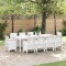 vidaXL Set de masă pentru grădină 11 pcs Alb Ratan Polt 3378603