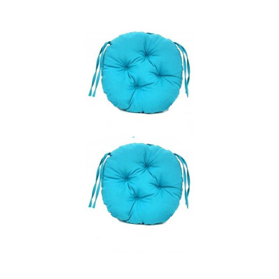 Set Perne decorative rotunde, pentru scaun de bucatarie sau terasa, diametrul 35cm, culoare albastru, 2 buc/set foto