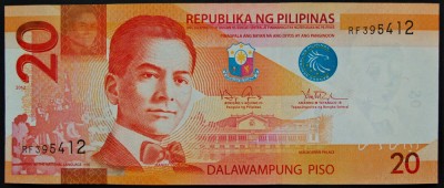 Bancnota exotica 20 PISO - FILIPINE, anul 2012 * Cod 923 = UNC foto