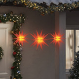 Lumini de Craciun cu LED-uri, 3 buc., rosu, pliabil GartenMobel Dekor, vidaXL