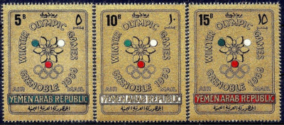 Yemen Nord 1967 - Jocurile Olimpice Grenoble, gold, serie neuzat foto