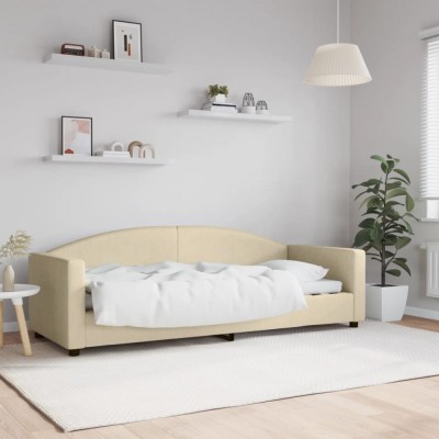 vidaXL Pat de zi, crem, 80x200 cm, material textil foto