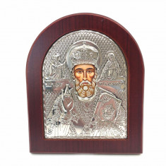 Icoana Sf. Nicolae placata cu aur si argint foto