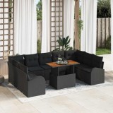 VidaXL Set de canapele pentru grădină 10 pcs Negru 100 x 55 x 73 cm