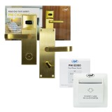 Pachet Yala Hoteliera PNI CH2000L Gold + Intrerupator Card ES100, Control Acces RFID, Grosime Usa 30-50mm, Stanga