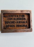 Matriță / Sigiliu interbelică unicat din bronz, Asociația Ciotea Ion, Slobozia - Argeș, anii '30. Raritate istorie locală!