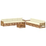 vidaXL Set de canapele de exterior cu pernă 9 pcs Natural și Crem 3383178