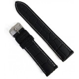 Cumpara ieftin Curea Ceas Silicon Premium &ndash; Neagr? cu Cus?tur? Alb? (20mm, 22mm, 24mm)