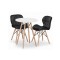 Set masa rotunda stil scandinav + 2 scaune Lago catifea, Artool, MDF si lemn, alb si negru, 60x72 cm