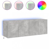 Cumpara ieftin Comode TV de perete cu lumini LED 2 buc. gri beton 60x35x41 cm