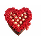 Aranjament Floral EVENTISSIMI - 14 praline Ferrero Rocher, cutie , zinima, , Rosu Negru