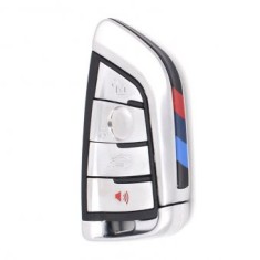 Carcasa cheie Smart Key Topautochei&reg; pentru BMW X1 F48, X5 F15 F85, X6 F16 F86, 2 F45 F46 4 butoane argintiu