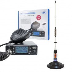 Pachet Statie radio CB PNI Escort HP 9700 USB si Antena CB PNI ML70 cu baza magnetica 145 mm inclusa foto