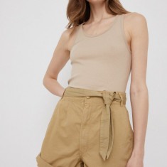 Pepe Jeans pantaloni scurti din bumbac Kaylee Short femei, culoarea verde, neted, high waist