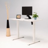 Birou Reglabil Electric LiftUp cu Controler Sus/Jos, 1 Motor, Cadru Alb si Blat Alb 140x70 cm - Design Robust si Functionalitate Superioara