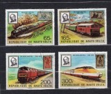 Serie Completă 4 Timbre Volta Superioară Haute-Volta 1979 Trenuri Locomotive Sir Rowland Hill Ștampilate - A875