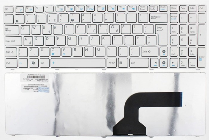 Tastatura laptop Asus K52F alba layout us fara iluminare