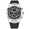 Ceas barbatesc BENYAR BY-5206, cadran negru, cronograf quartz, luxury, curea din piele neagra, rezistent la apa 3Bar