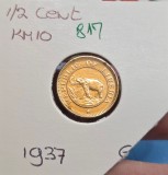 817 Liberia 1/2 cent 1937 KM#10, excelenta