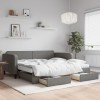 VidaXL Pat de zi cu extensie și sertare, gri &icirc;nchis, 100x200 cm textil 3196876