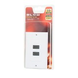 Priza dubla HDMI, Full HD 1080p, 3D, BLOW 05815 Premium Series, montabila pe perete, 70x115 mm, alba