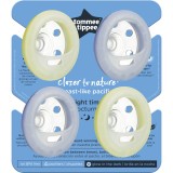 Suzeta de noapte Tommee Tippee Closer to Nature Breast like pacifier, 6-18 luni , Gri/Galben, 4 buc