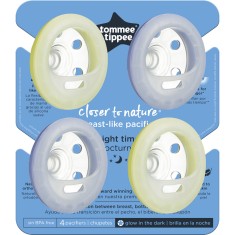 Suzeta de noapte Tommee Tippee Closer to Nature Breast like pacifier, 6-18 luni , Gri/Galben, 4 buc