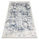DISTIN 0822A covor modern bleumarin / albastru / alb - Rozeta, vintage, franjuri, 120x170 cm