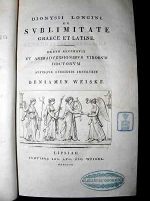 Dionysii Longini de Sublimitate Greace et Latine Lipsiaie 1809 foto