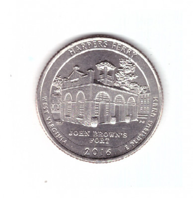 Moneda SUA 25 centi/quarter dollar 2016 P, West Virginia Harpers Ferry foto