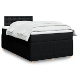 vidaXL Pat box spring cu saltea, negru, 120x200 cm, textil 3287439