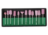 Cumpara ieftin Set pietre abrazive pentru freza electrica de unghii, 12 piese, capete pentru slefuire, finisare si indepartarea cuticulelor, roz