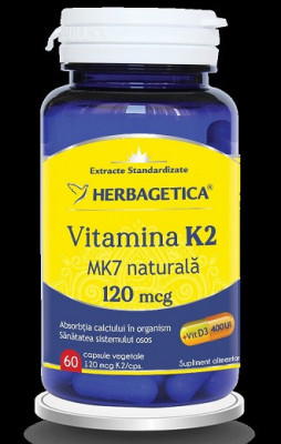 Vitamina k2 mk7 naturala 120mg 60cps vegetale foto