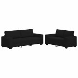 Cumpara ieftin Set de canapele cu perne, 2 piese, negru, textil