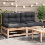 Set 2 Canapele Gradina Lemn Masiv Pin Gossi, fara Cotiere, cu Perne Antracit 70x70x67cm