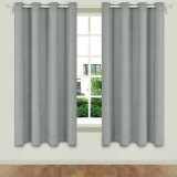 Set 2 draperii, cu inele metalice, gri, 2 x 140 x 140 cm, Oem