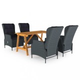 vidaXL Set mobilier de grădină, 5 piese, gri &icirc;nchis 3068782