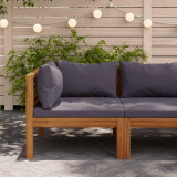 Canapea de colt modulara, perne gri &icirc;nchis, lemn masiv acacia GartenMobel Dekor, vidaXL