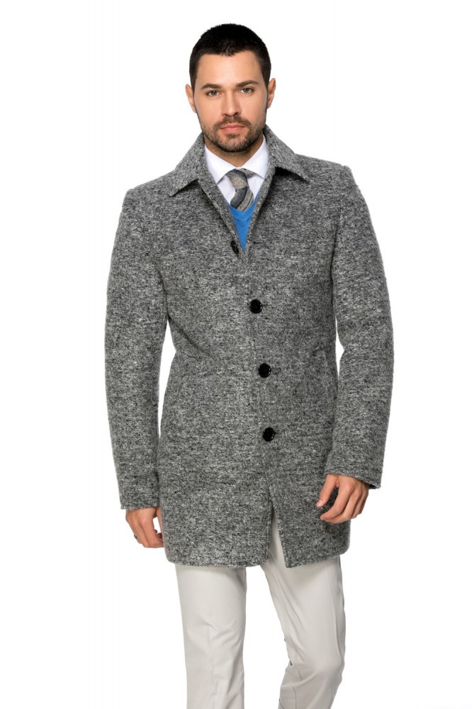 Palton barbati gri din lana cotta B161, 52 | Okazii.ro