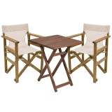 Cumpara ieftin Set de gradina masa si scaune Retto 3 bucati din lemn masiv de fag culoarea nuc, PVC bej 60x60x71cm