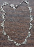 (114) COLIER SUPERB DIN ARGINT, DAMA, VINTAGE, MOTIVE FLORALE, MARCAJ ARGINT 835