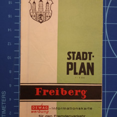 Plan oras - Harta turistica / City Map Stadt Plan Freiberg Saxony - DDR / 1958