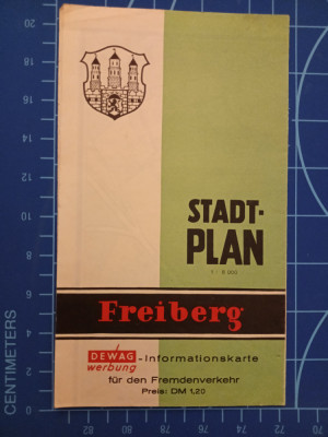 Plan oras - Harta turistica / City Map Stadt Plan Freiberg Saxony - DDR / 1958 foto