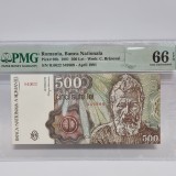 Bancnota 500 Lei 1991 Aprilie UNC, Gradata PMG 66 EPQ. Bancnote Romanesti