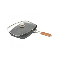 Tigaie grill Grunberg din aluminiu cu interior teflon si maner detasabil,