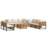 Set de canapele de gradina cu perne, 9 piese, lemn masiv acacia