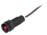 Lampă LED concavă roșie 220VDC &Oslash;11mm IP40 plastic