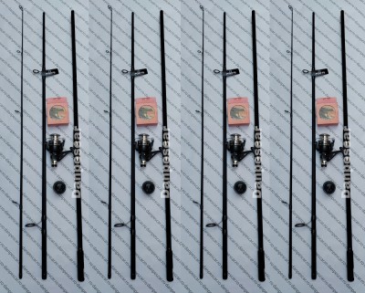 SET 4 Lansete CRAP FL ATTACK 3,9m din 3 bucati + 4 Mulinete HFR6000 + 4role FIR foto